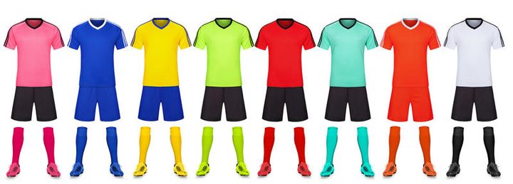 Tricou de fotbal, cu mânecă scurtă, cu decolteu în V și cu dungi – MAIN