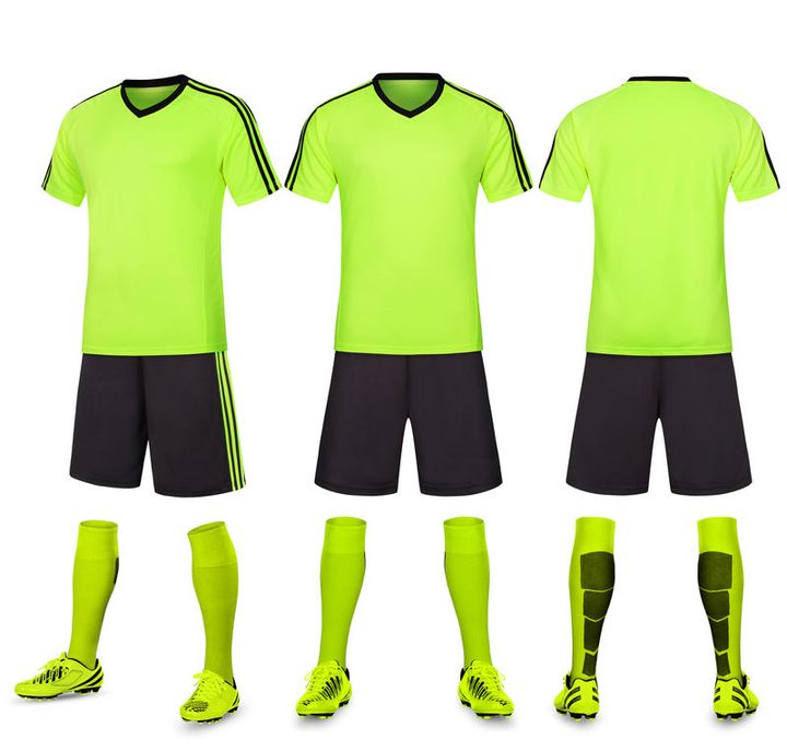 Tricou de fotbal, cu mânecă scurtă, cu decolteu în V și cu dungi – COMBO 2
