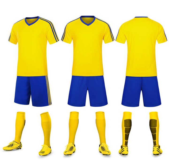 Tricou de fotbal, cu mânecă scurtă, cu decolteu în V și cu dungi – COMBO 4