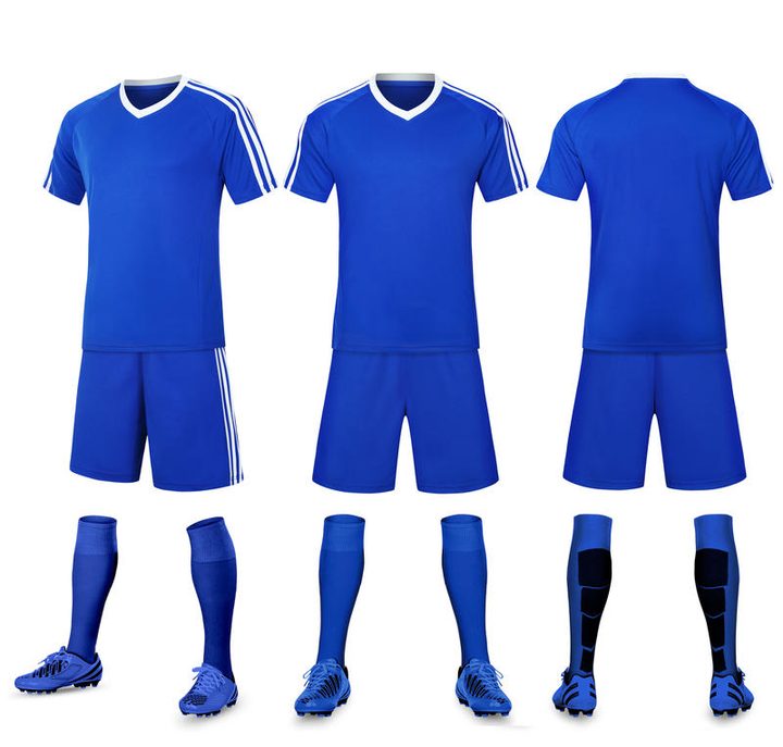 Tricou de fotbal, cu mânecă scurtă, cu decolteu în V și cu dungi – COMBO 1
