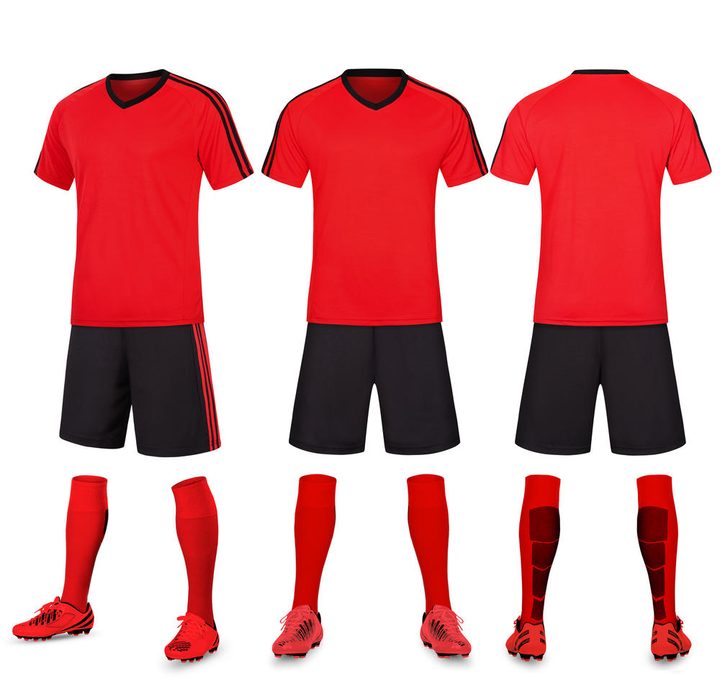 Tricou de fotbal, cu mânecă scurtă, cu decolteu în V și cu dungi – COMBO 5