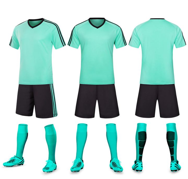 Tricou de fotbal, cu mânecă scurtă, cu decolteu în V și cu dungi – COMBO 6