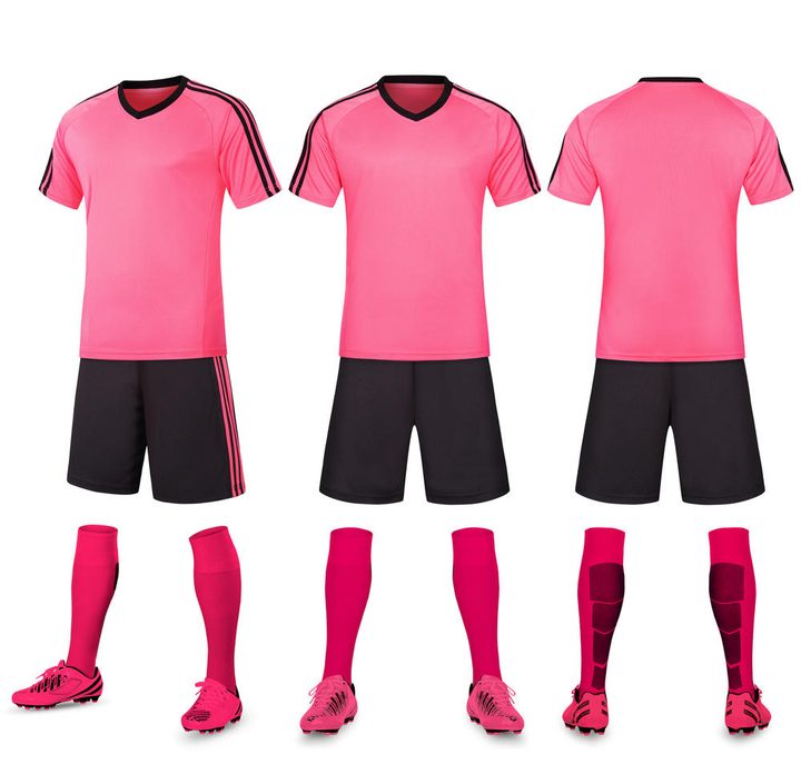Tricou de fotbal, cu mânecă scurtă, cu decolteu în V și cu dungi – COMBO 3